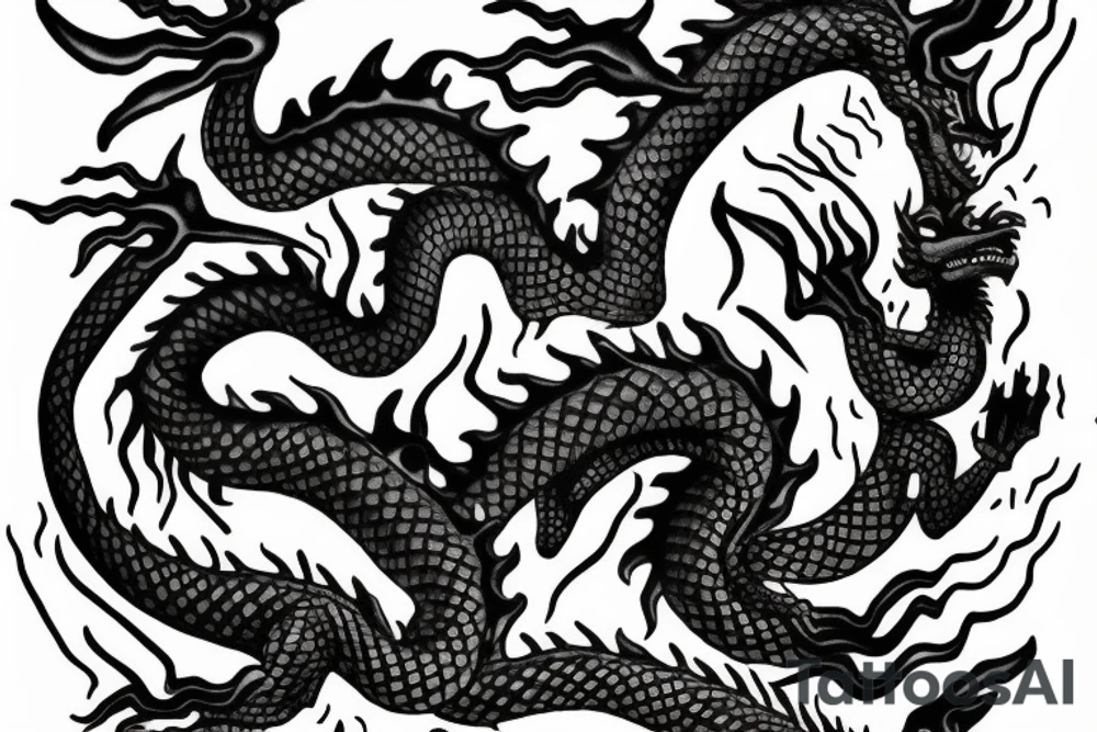 chaineese dragon with a torch tattoo idea