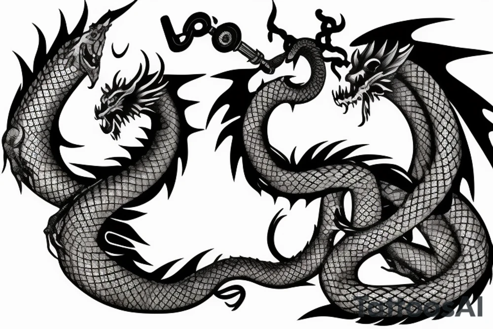 chaineese dragon with a torch tattoo idea