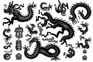chaineese dragon with a torch tattoo idea