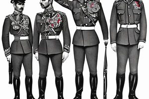 Azerbaijani 1920 freedom fight Major General's uniform surrounded with Spears tattoo idea