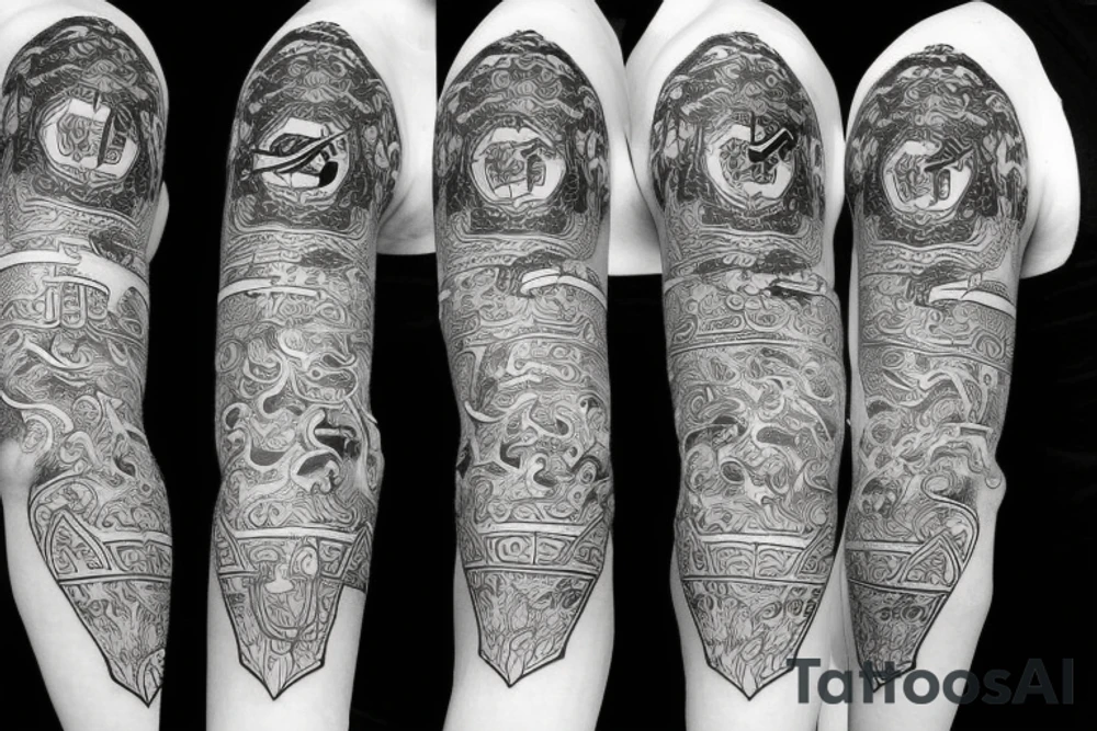 Samurai wirh small Hajduk Split coat of arms tattoo idea