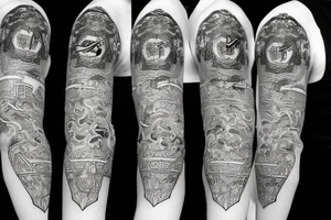 Samurai wirh small Hajduk Split coat of arms tattoo idea