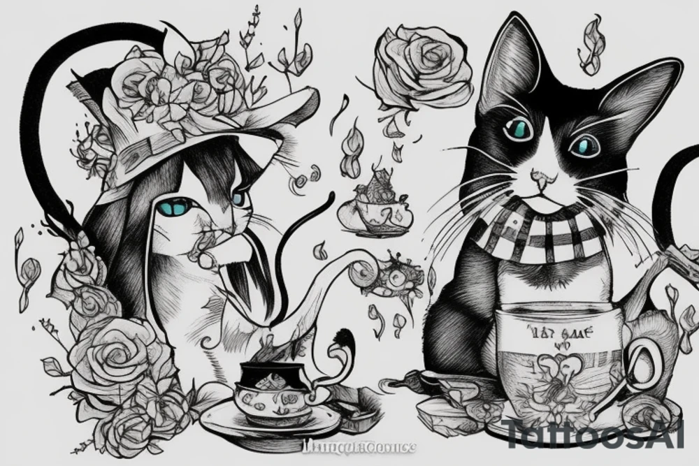 Alice in Wonderland Cat under fire tattoo idea