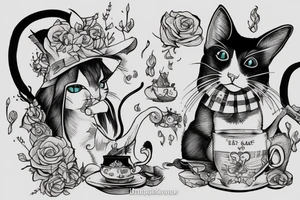 Alice in Wonderland Cat under fire tattoo idea