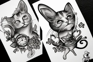 Alice in Wonderland Cat under fire tattoo idea