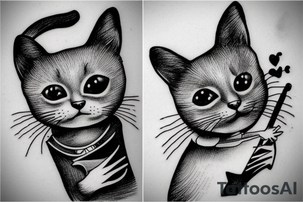 Alice in Wonderland Cat playing the piano tattoo idea