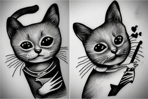Alice in Wonderland Cat playing the piano tattoo idea
