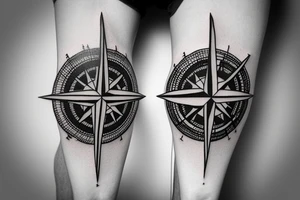 Compass on the map, where the dotted path leads to the cross tattoo idea