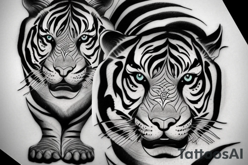 Thailand tiger boy shadow tattoo idea
