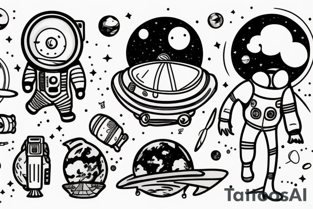 An astronaut on an unknown planet tattoo idea