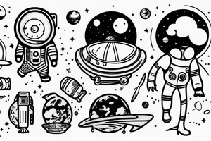 An astronaut on an unknown planet tattoo idea