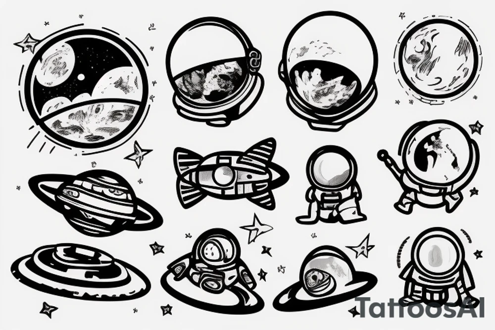 An astronaut on an unknown planet tattoo idea