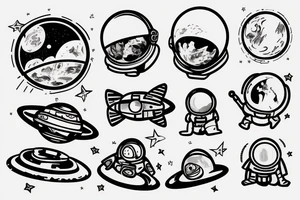 An astronaut on an unknown planet tattoo idea