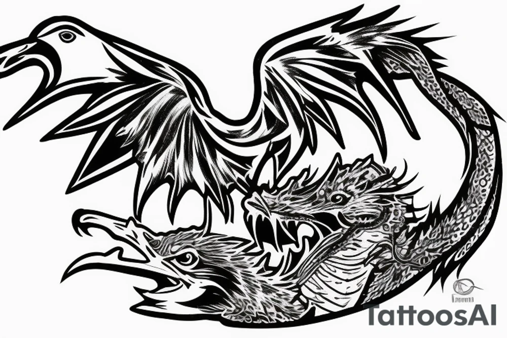 Philippine eagle eating dragon tattoo idea