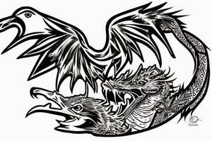 Philippine eagle eating dragon tattoo idea
