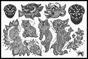Сложная геометрия с острыми углами в стиле dotwork tattoo idea