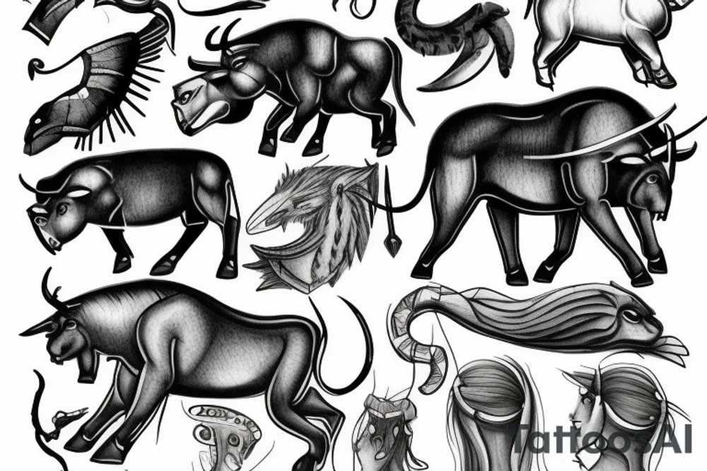 antipodes of minotaaur and human tattoo idea