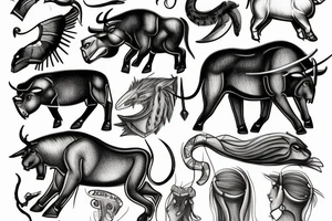 antipodes of minotaaur and human tattoo idea