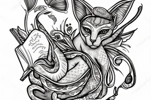 sphynx guarding a book tattoo idea