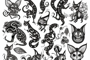 Little chamaleon and welness tattoo idea