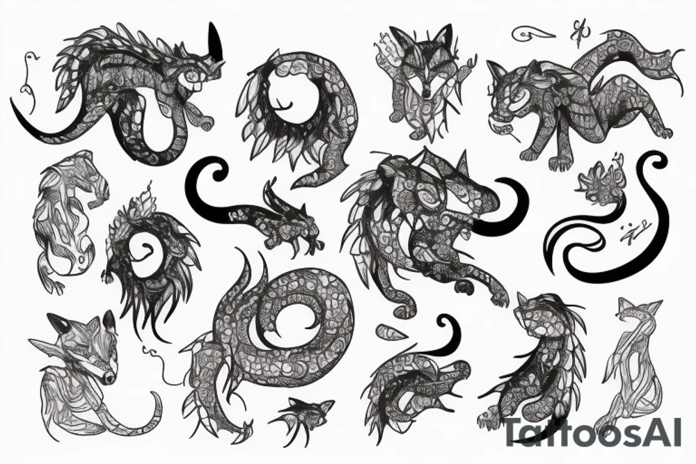 Little chamaleon and welness tattoo idea