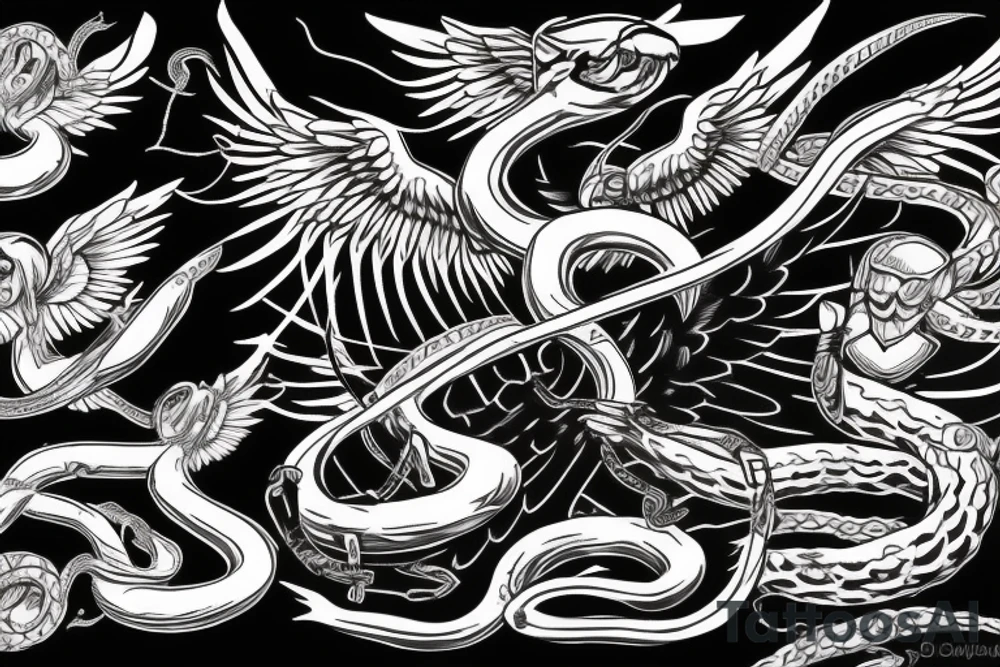 Angel fighting off a snake tattoo idea