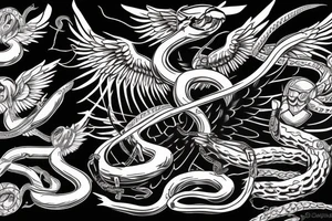 Angel fighting off a snake tattoo idea