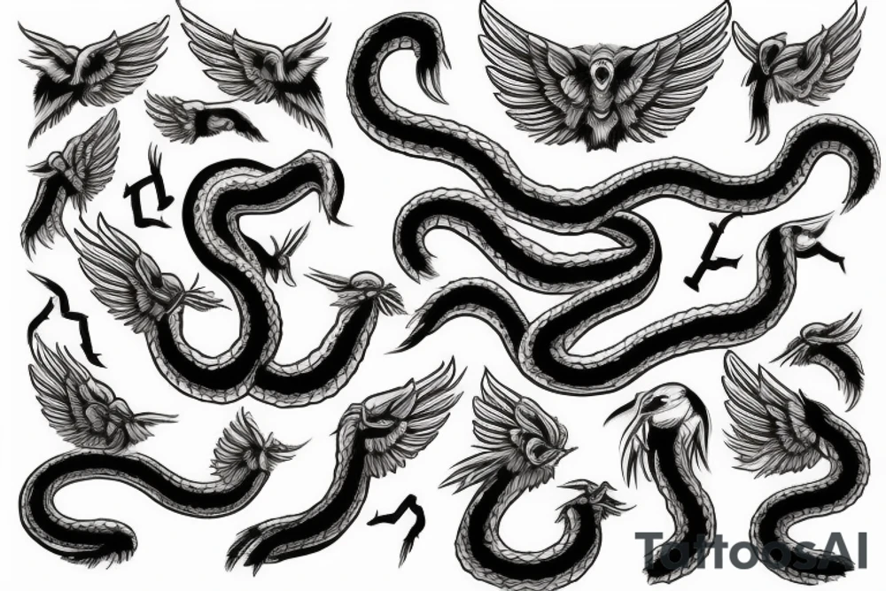Angel fighting off a snake tattoo idea
