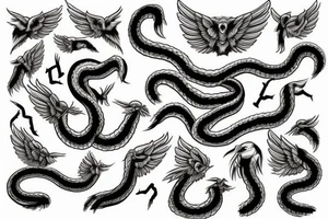 Angel fighting off a snake tattoo idea