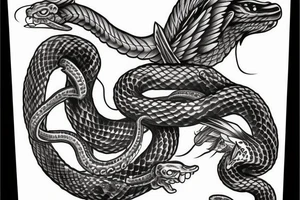 Angel fighting snake tattoo idea