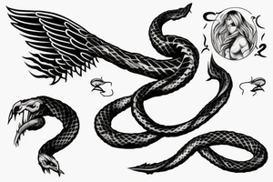 Angel fighting snake tattoo idea