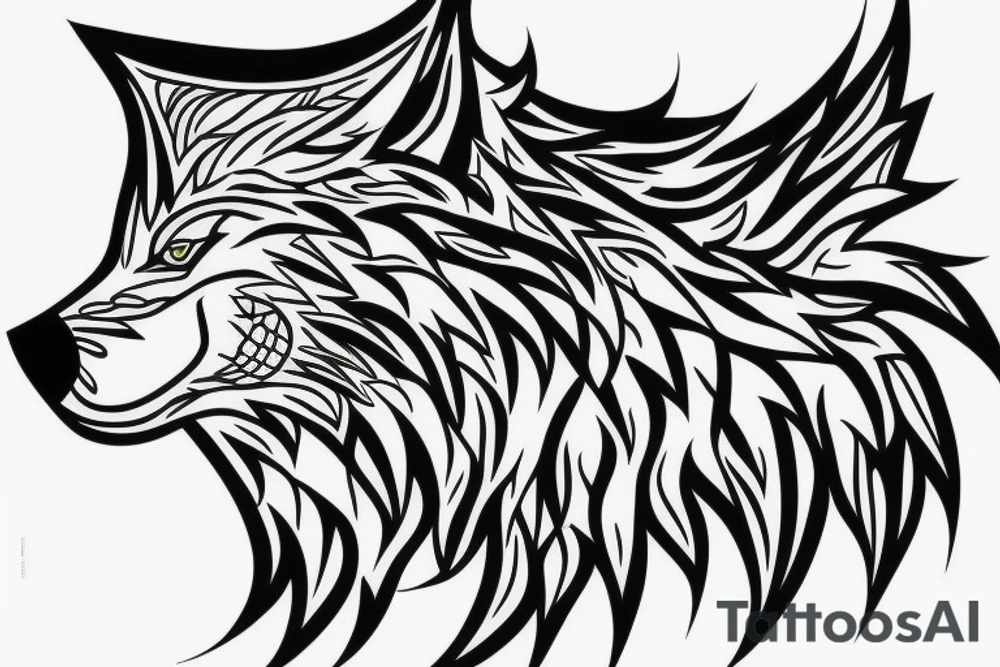 profile howl wolf inside the rhombus tattoo idea profile howl wolf inside the rhombus tattoo idea
