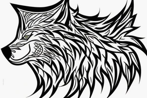 profile howl wolf inside the rhombus tattoo idea