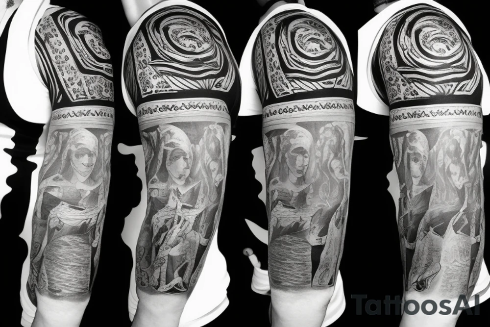 Ukrainian national symbols on the sleeve tattoo idea