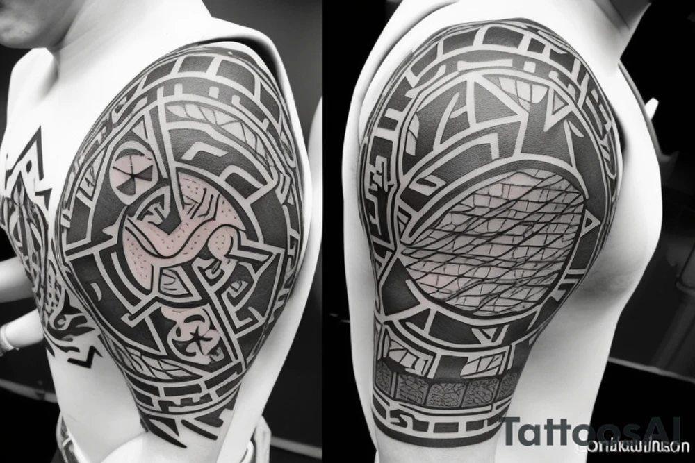 Ukrainian national symbols on the sleeve tattoo idea