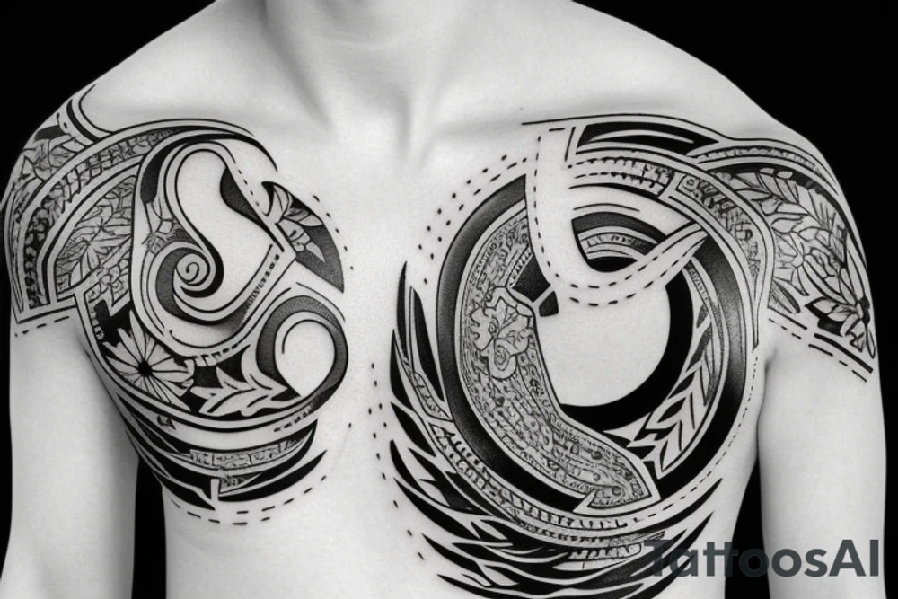 Ukrainian national symbols on the sleeve tattoo idea