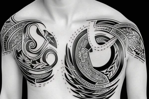 Ukrainian national symbols on the sleeve tattoo idea