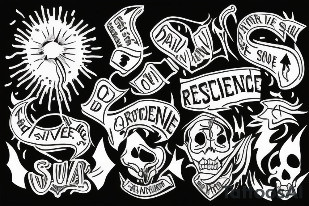 A visual or wordy representation of resilience, pain, victory and survival tattoo idea