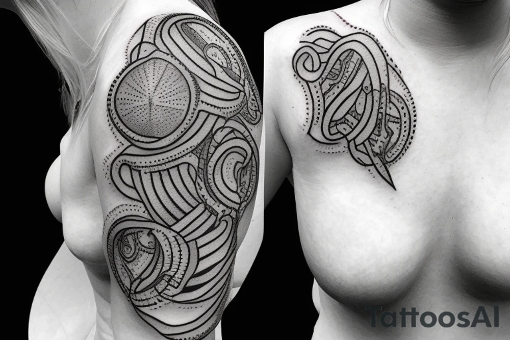 woman sculp with bullet holes tattoo idea