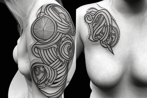 woman sculp with bullet holes tattoo idea
