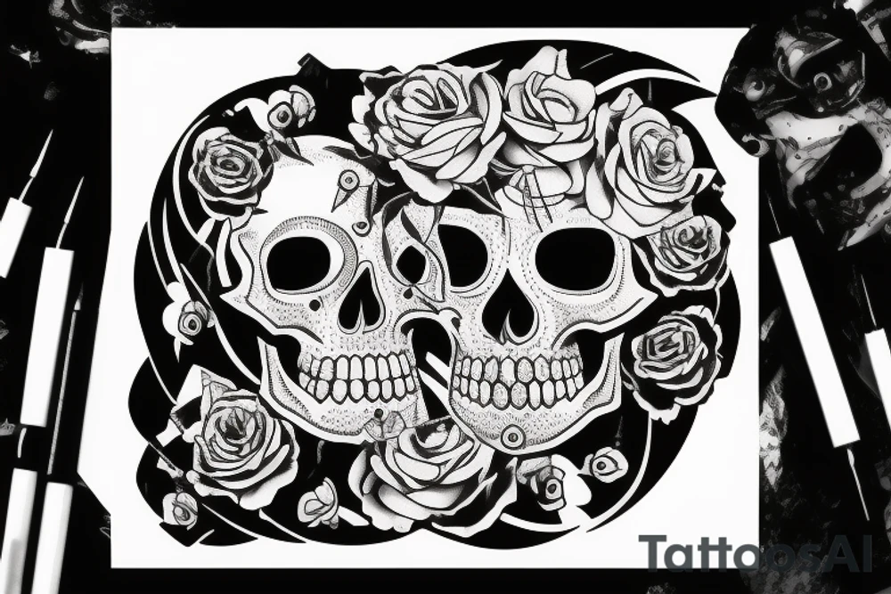 woman skull with bullet holes tattoo idea