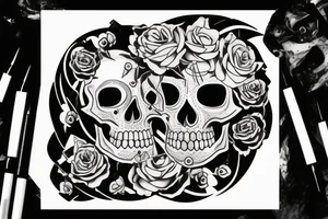 woman skull with bullet holes tattoo idea