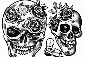 woman skull with bullet holes tattoo idea