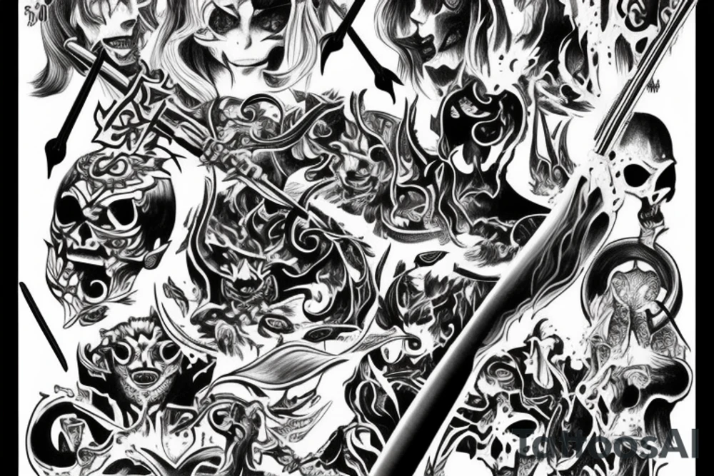 demon slayer tattoo with hiragan tattoo idea