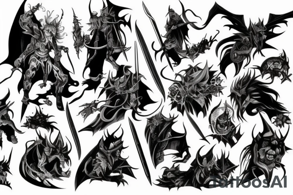 demon slayer tattoo with hiragan tattoo idea