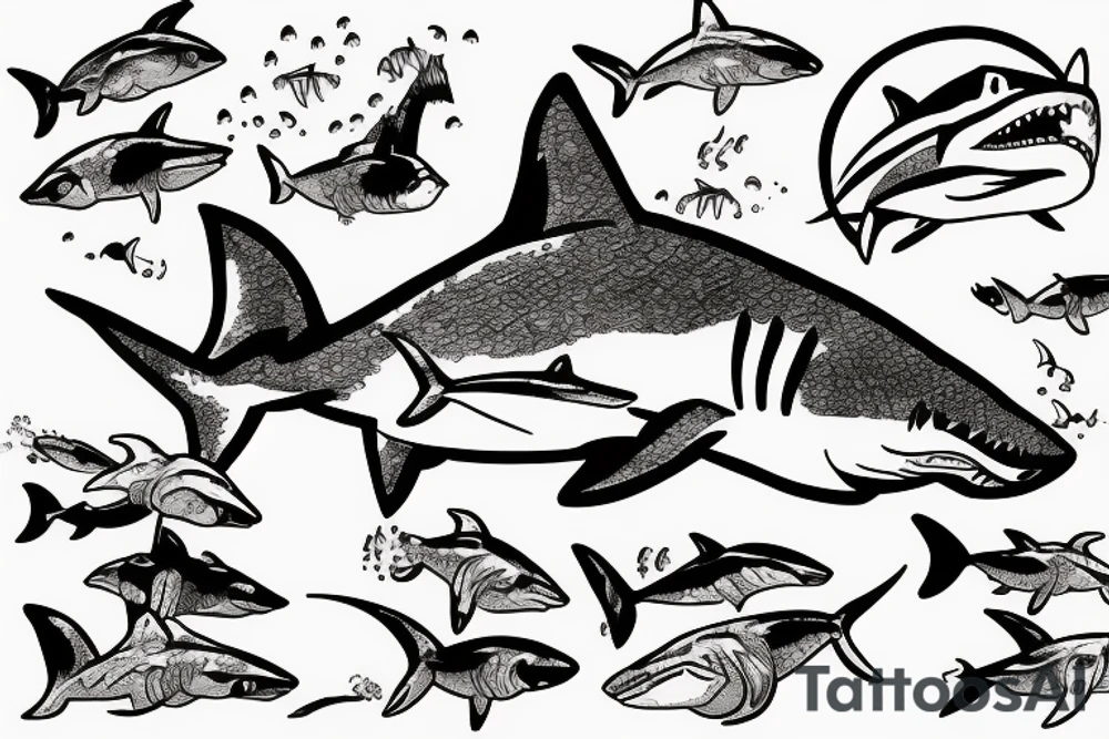 a shark keep swiming looking for next prey tattoo idea