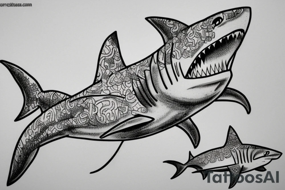 a shark keep swiming looking for next prey tattoo idea
