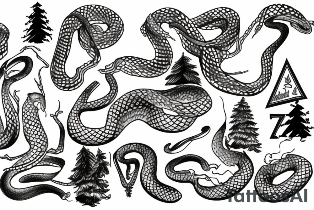 Snake among the pines tattoo idea