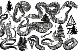 Snake among the pines tattoo idea