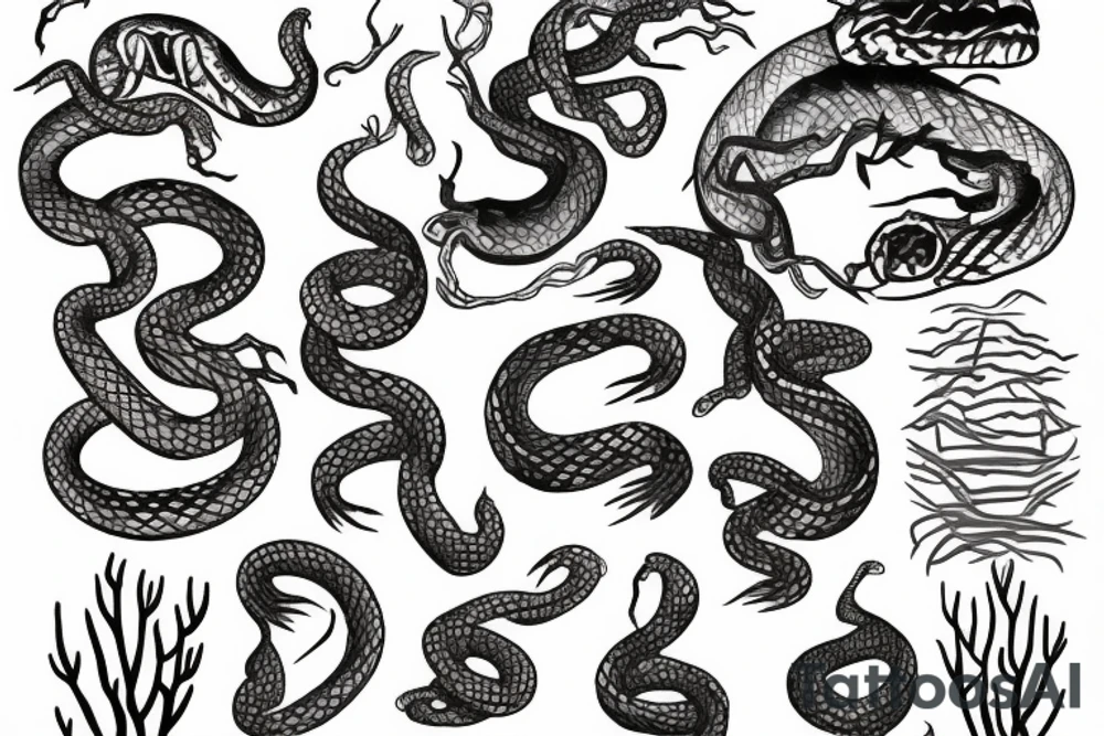 Snake among the pines tattoo idea
